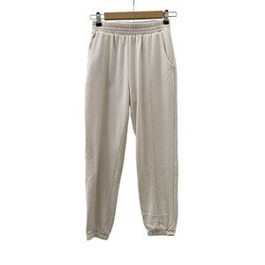 Le Lis Fleece Elastic Waist Pull On Jogger Pants Lined Pockets Beige Women XS